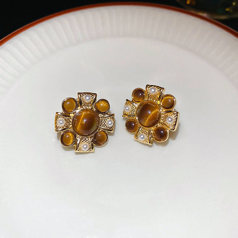Chic Rhinestones Bowknot Pearl Pendant Earrings 6W6JER802