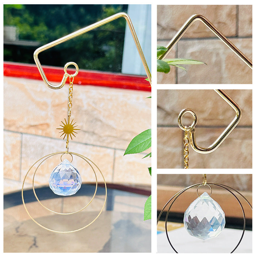 Gold Concentric Circles Sun Crystal Suncatcher 6H7HLS228