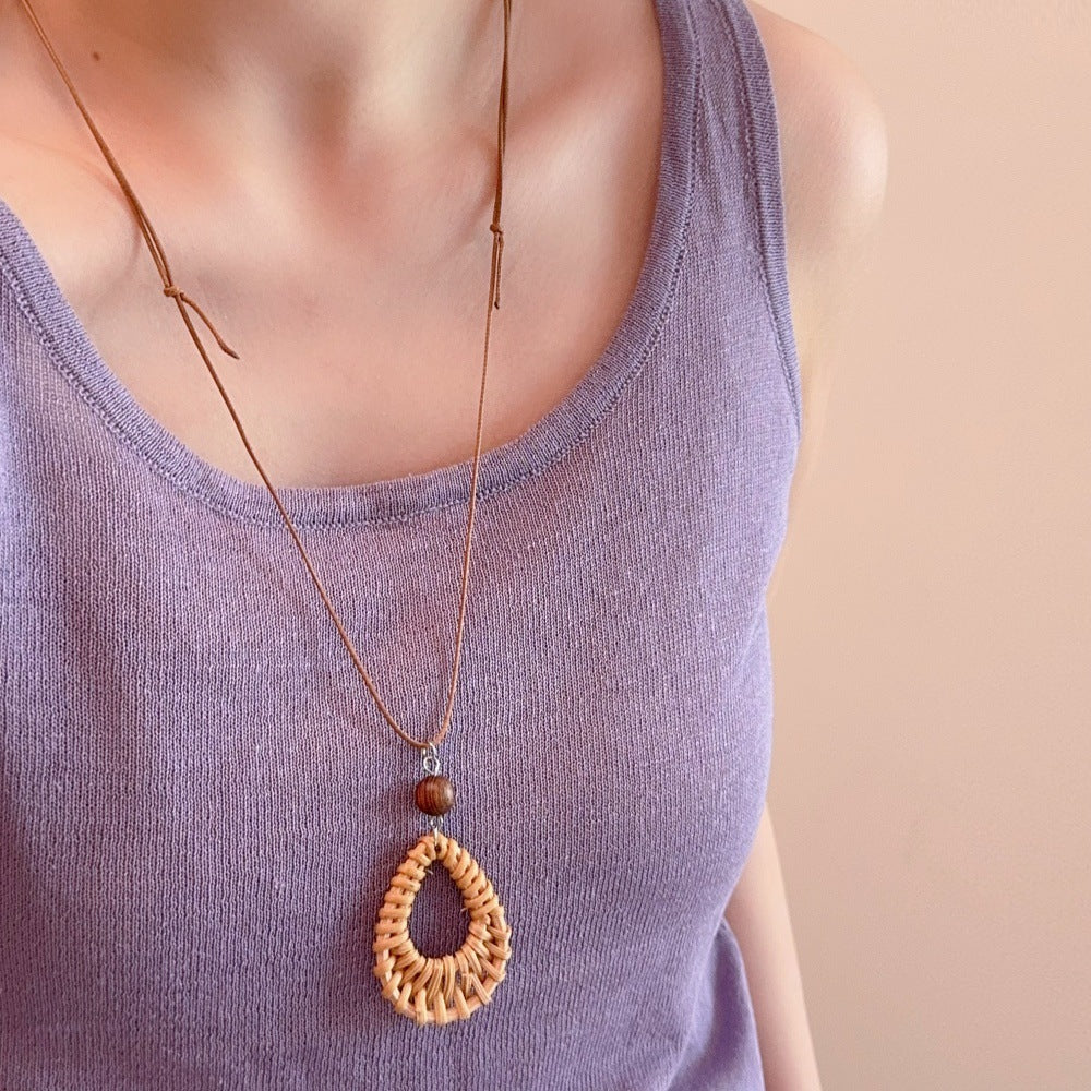Vintage Straw Pendant Necklace - DippedShop Wholesale - #3075