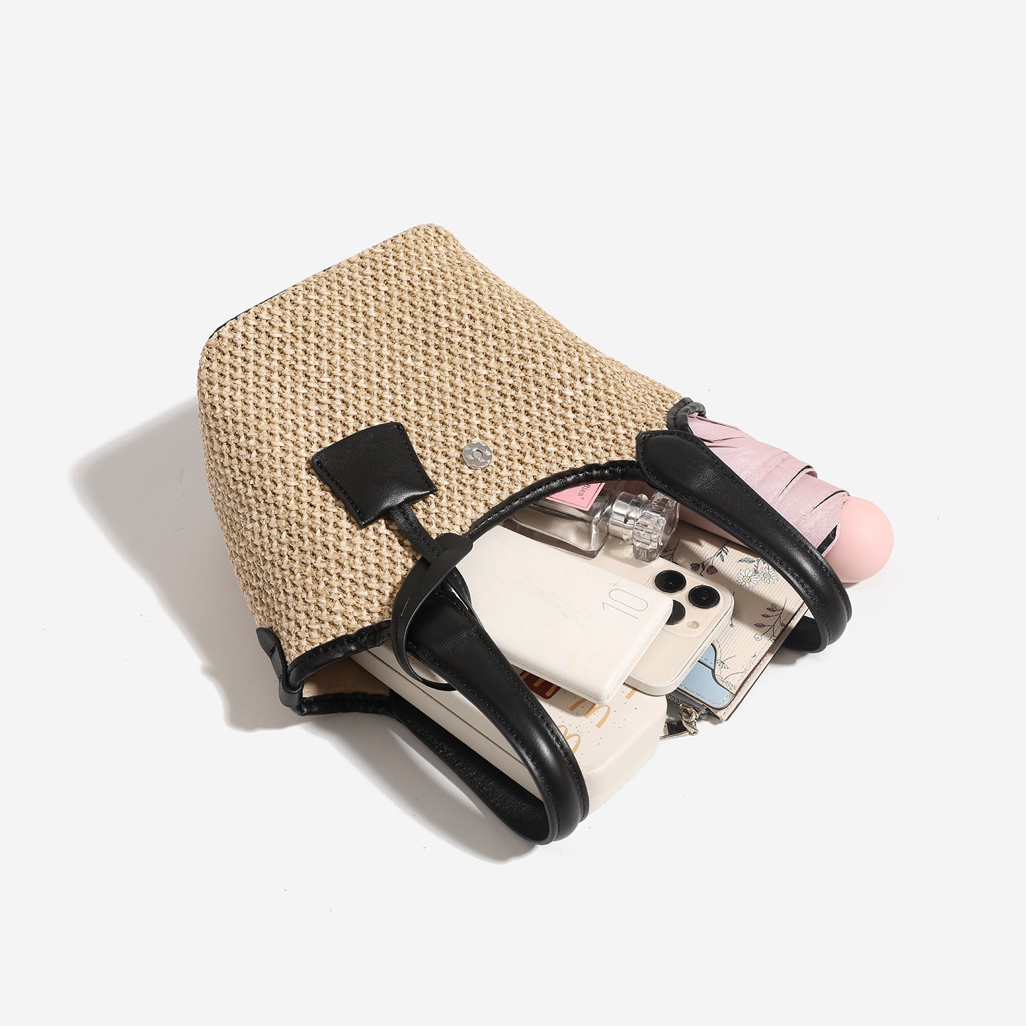 Trendy Beach Straw Woven Crossbody Bucket Bag 8BW6BBG428T