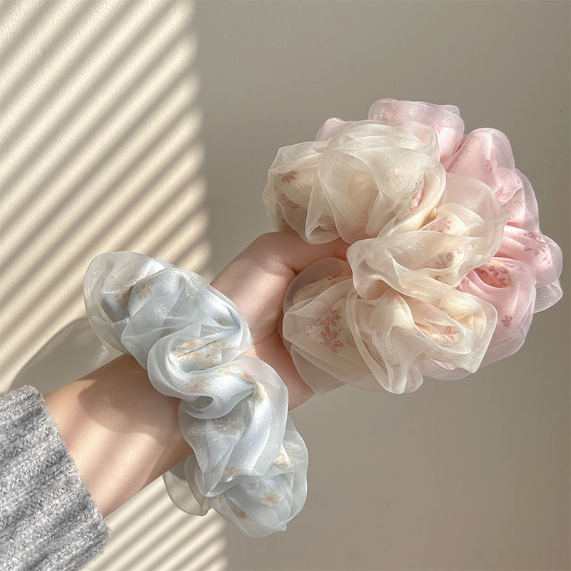 Danity Mesh Double-Layer Flower Hair Scrunchies MK2BW6W6HSR75