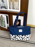 Cow Print Denim Tote Bag - DippedShop Wholesale - #6531
