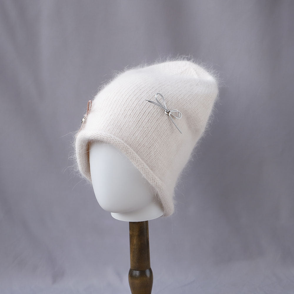 Cute Bowknot Pendant Angora Knit Beanie 6W6HAT706