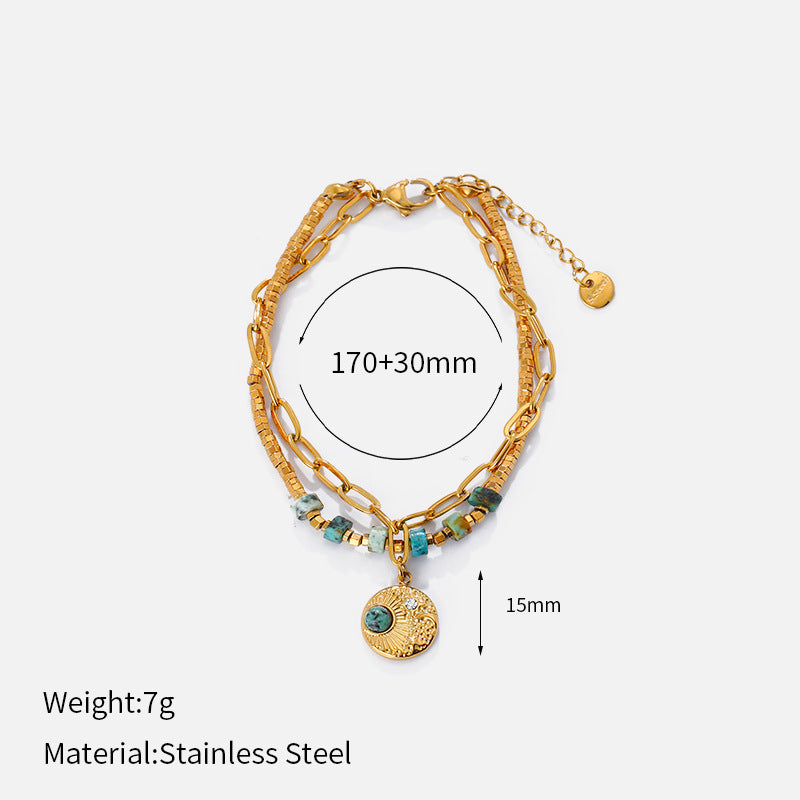 Fresh Double-Layer Beaded Chain Bracelet 6W6JBR521