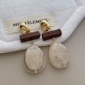 Retro Irregular Oval Resin Pendant Drop Earrings 6W6JER602