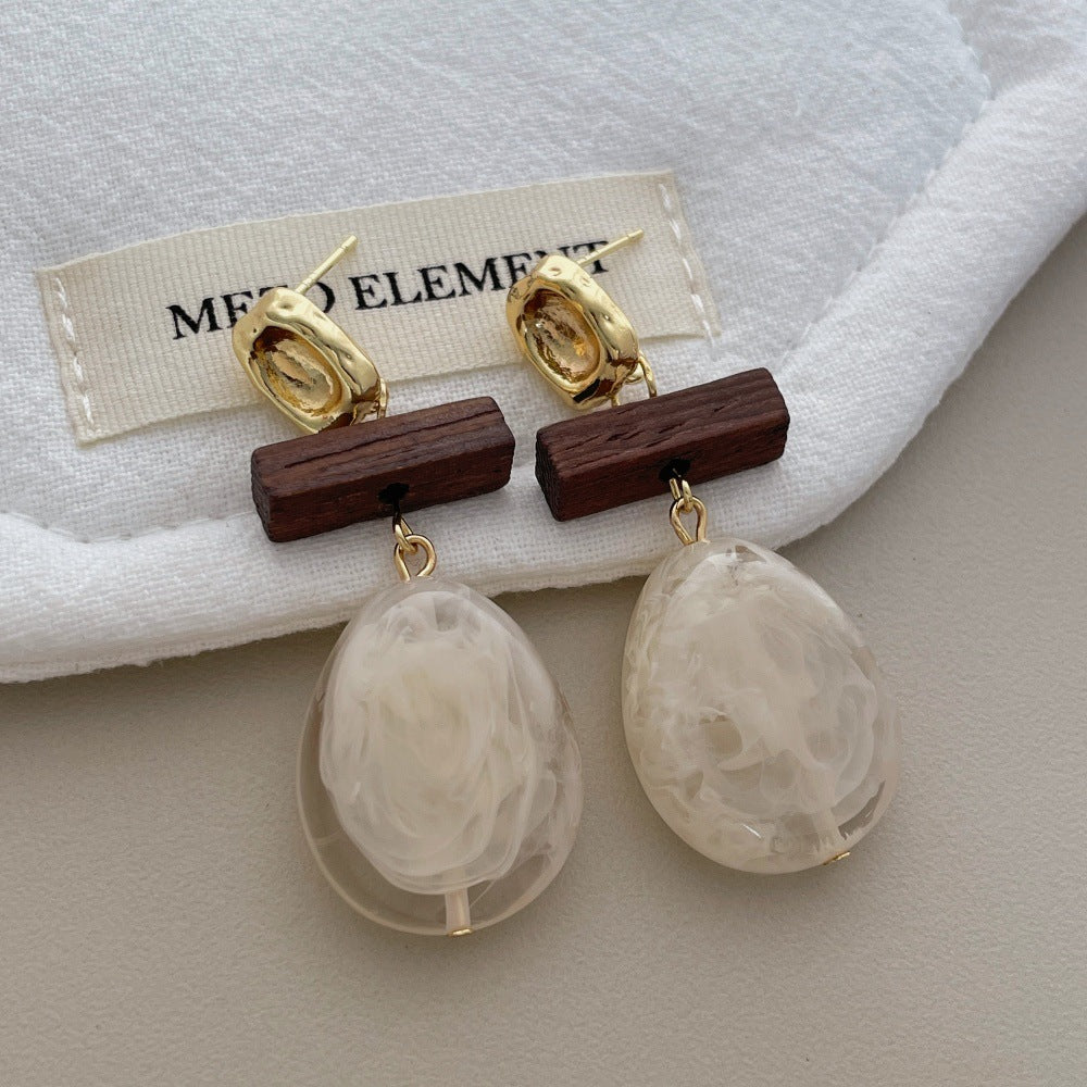 Retro Irregular Oval Resin Pendant Drop Earrings 6W6JER602