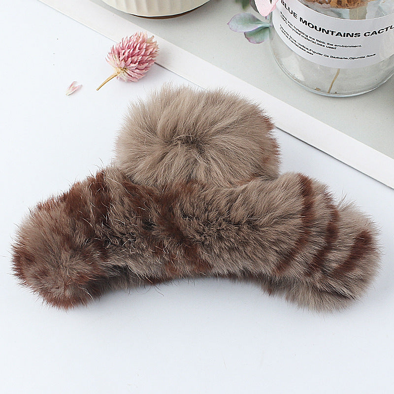 Leopard Fuzzy Hair Claw - DippedShop Wholesale - #6803