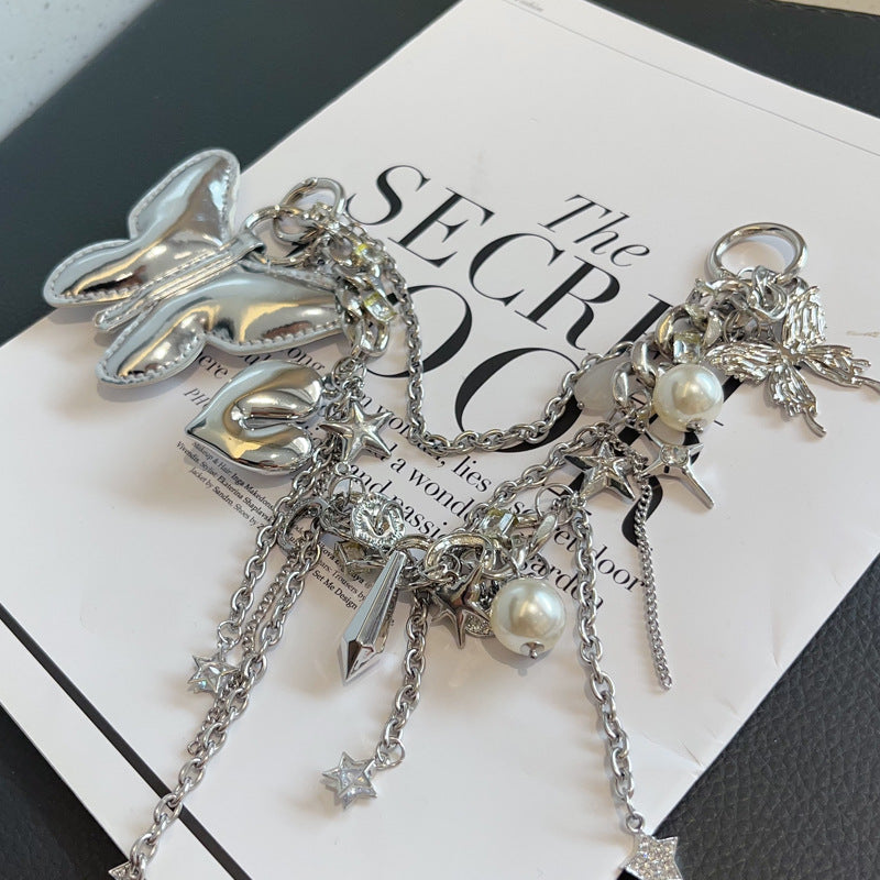 Fashion Butterfly Heart Tassel Chain Bag Charm DP25C779