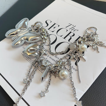 Fashion Butterfly Heart Tassel Chain Bag Charm DP25C779