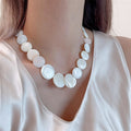 Shell Disc Beaded Necklace - DippedShop Wholesale - #7987