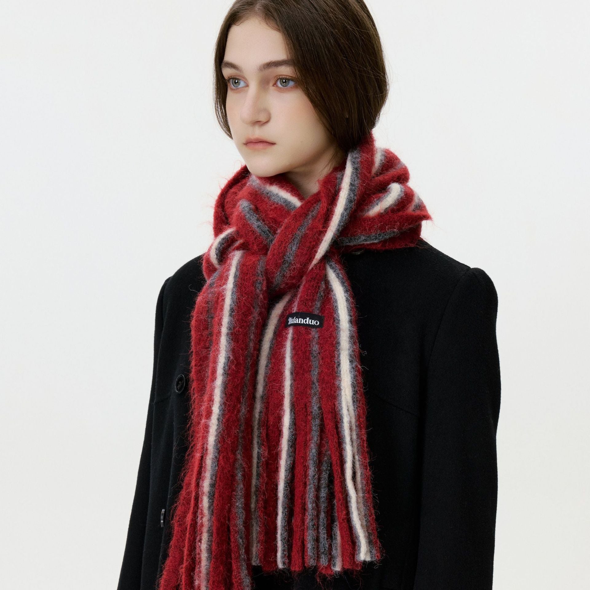 Stylish Color Block Striped Tassel Scarf 6W6NSW294