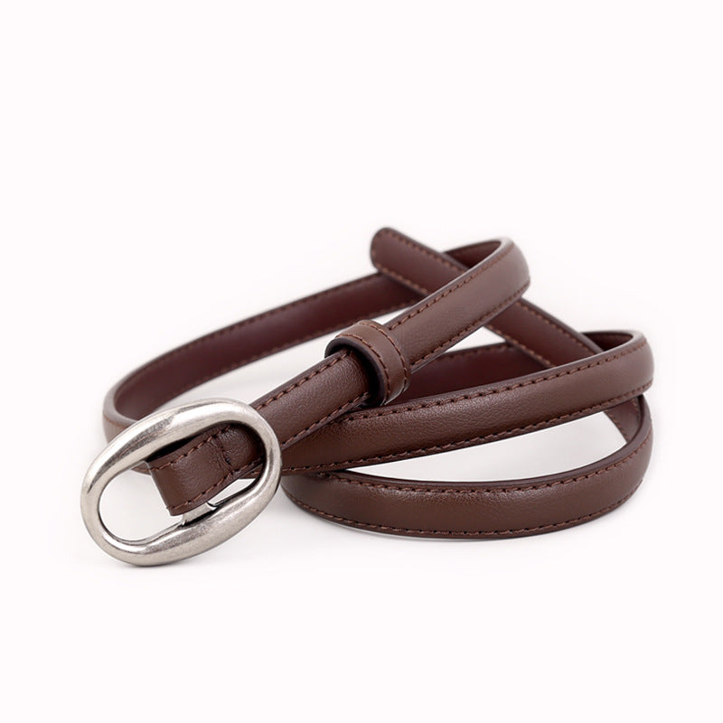 Vintage Oval Buckle Jeans Belt Leather Belt 6W6JBT155