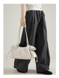 Casual Solid Color Drawstring Ruffled Shoulder Bag 6W10BBG1363