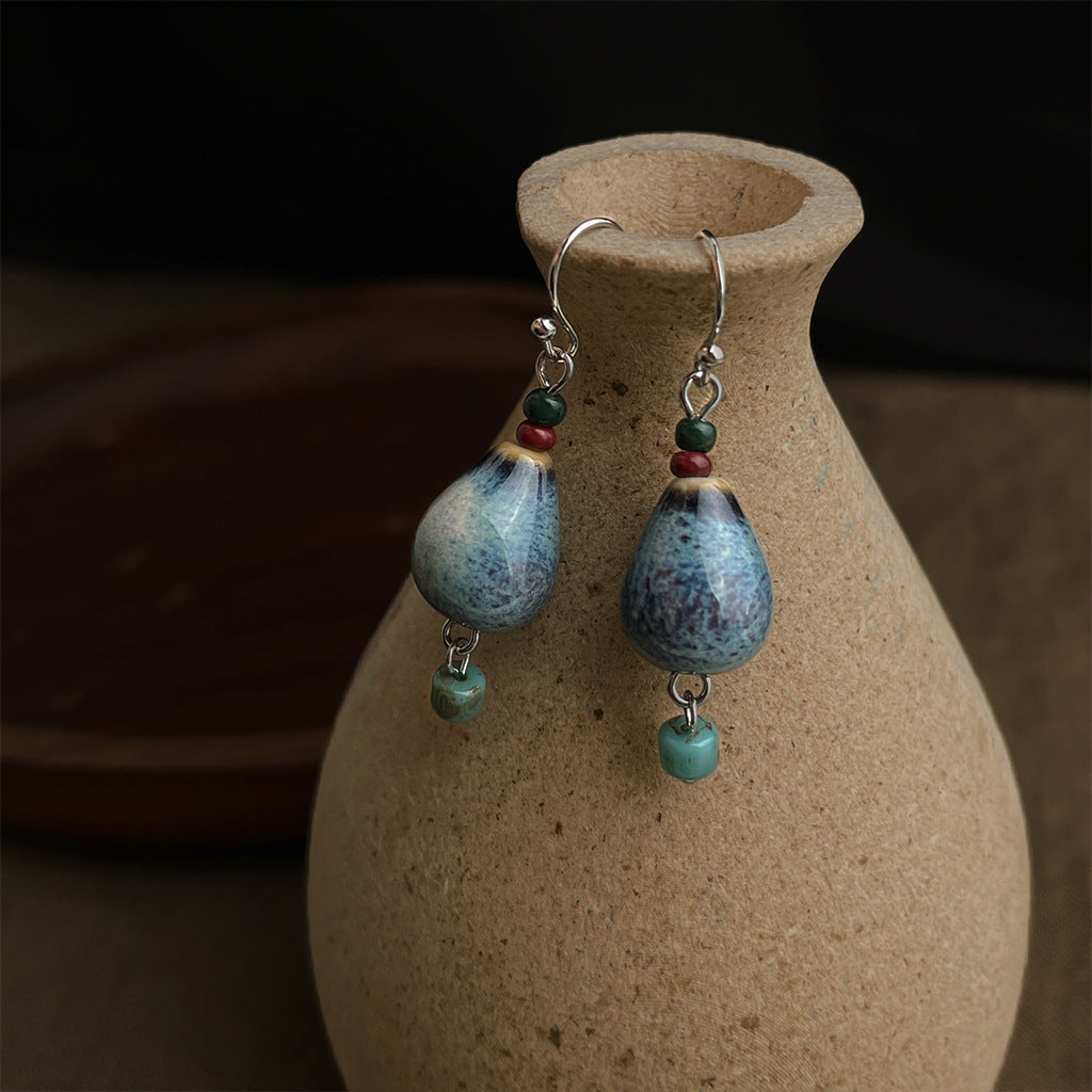 Handmade Ceramic Gourd Drop Earrings DP25F787