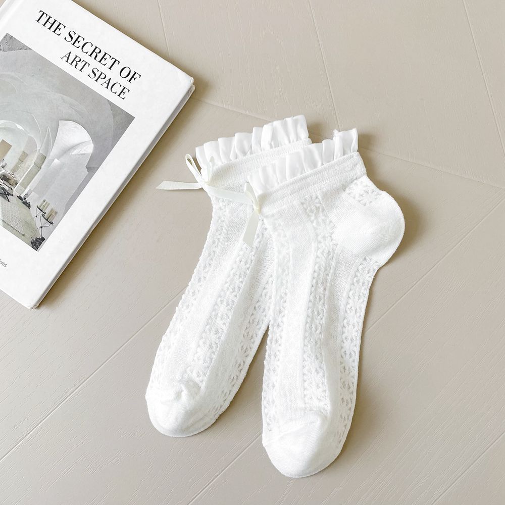 Lace Ruffle Bow Ankle Socks - DippedShop Wholesale - #8755
