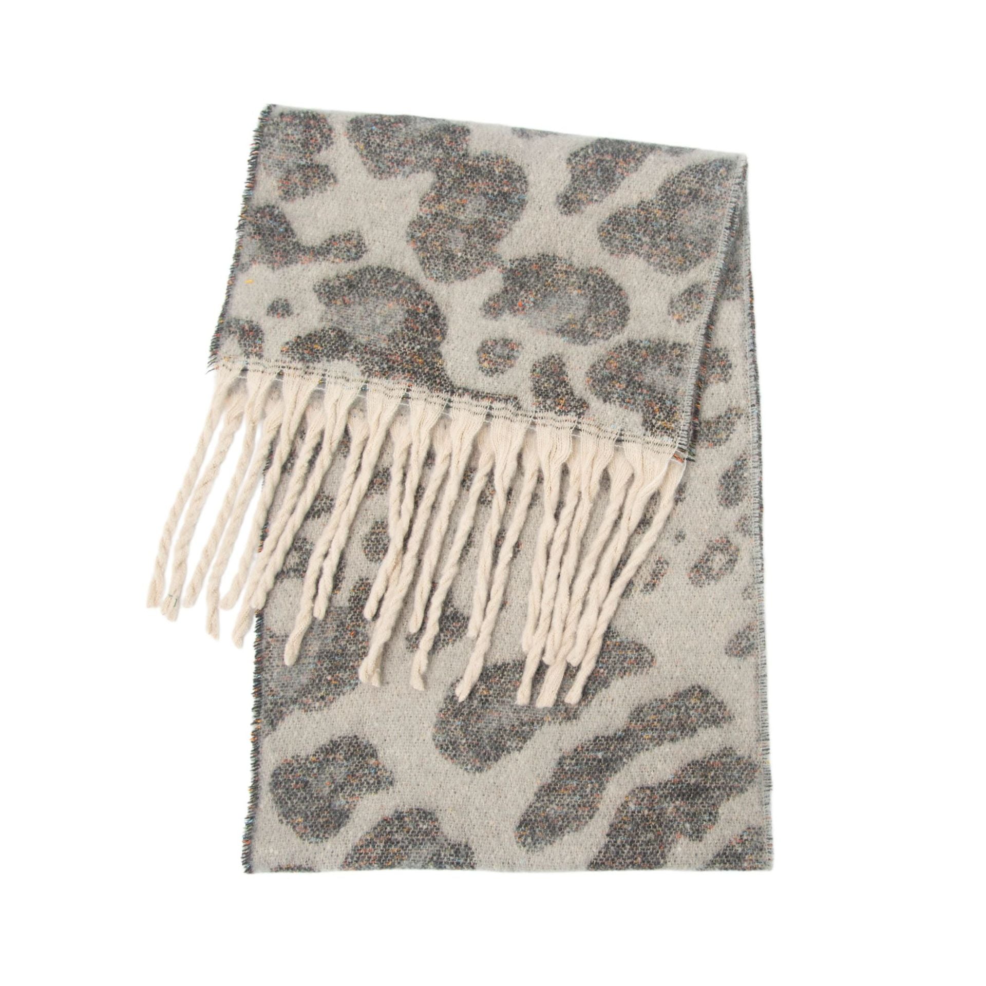 Fringed Leopard Print Scarf - DippedShop Wholesale - #0147