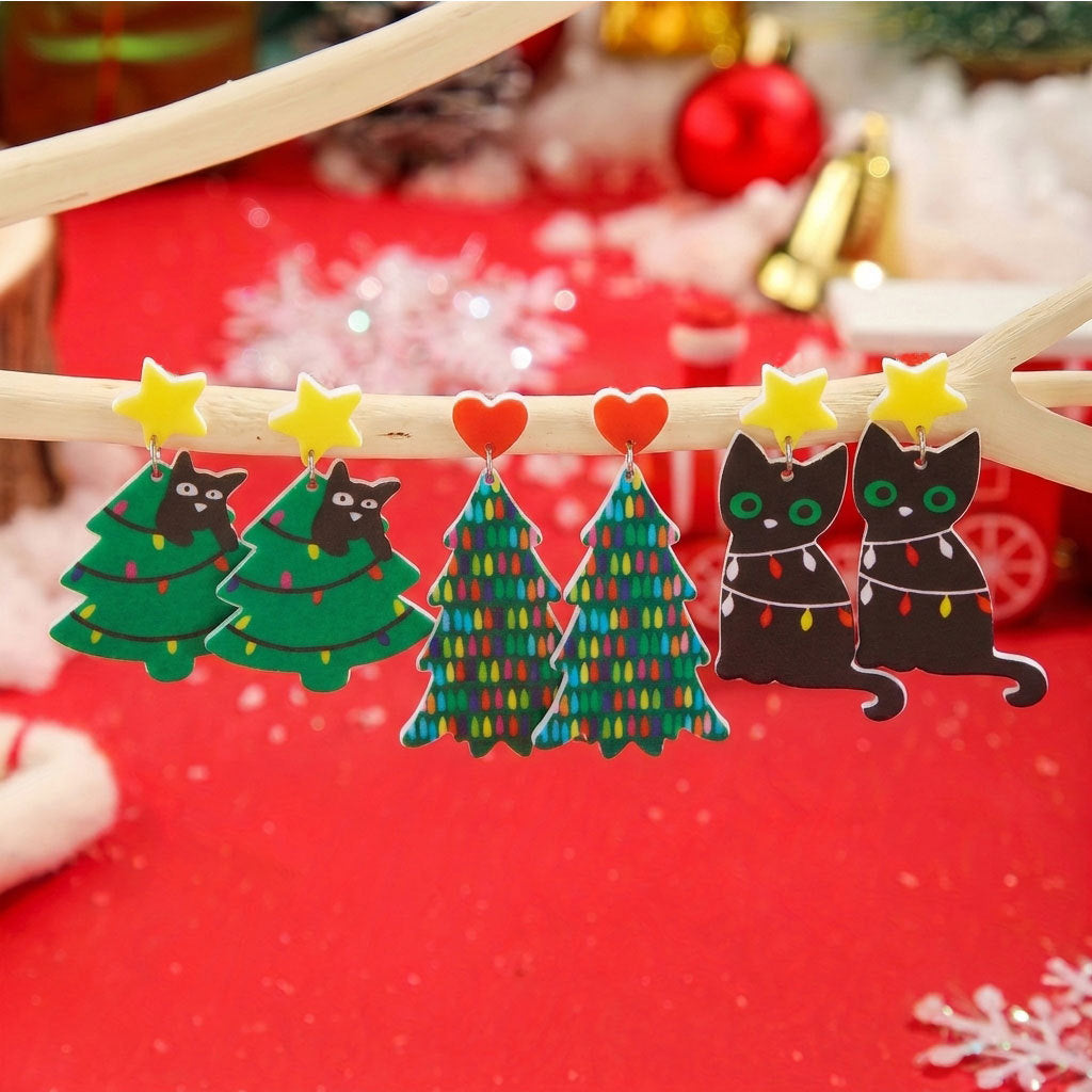 Cute Cartoon Mini Christmas Tree Stud Earrings 6W6JER684