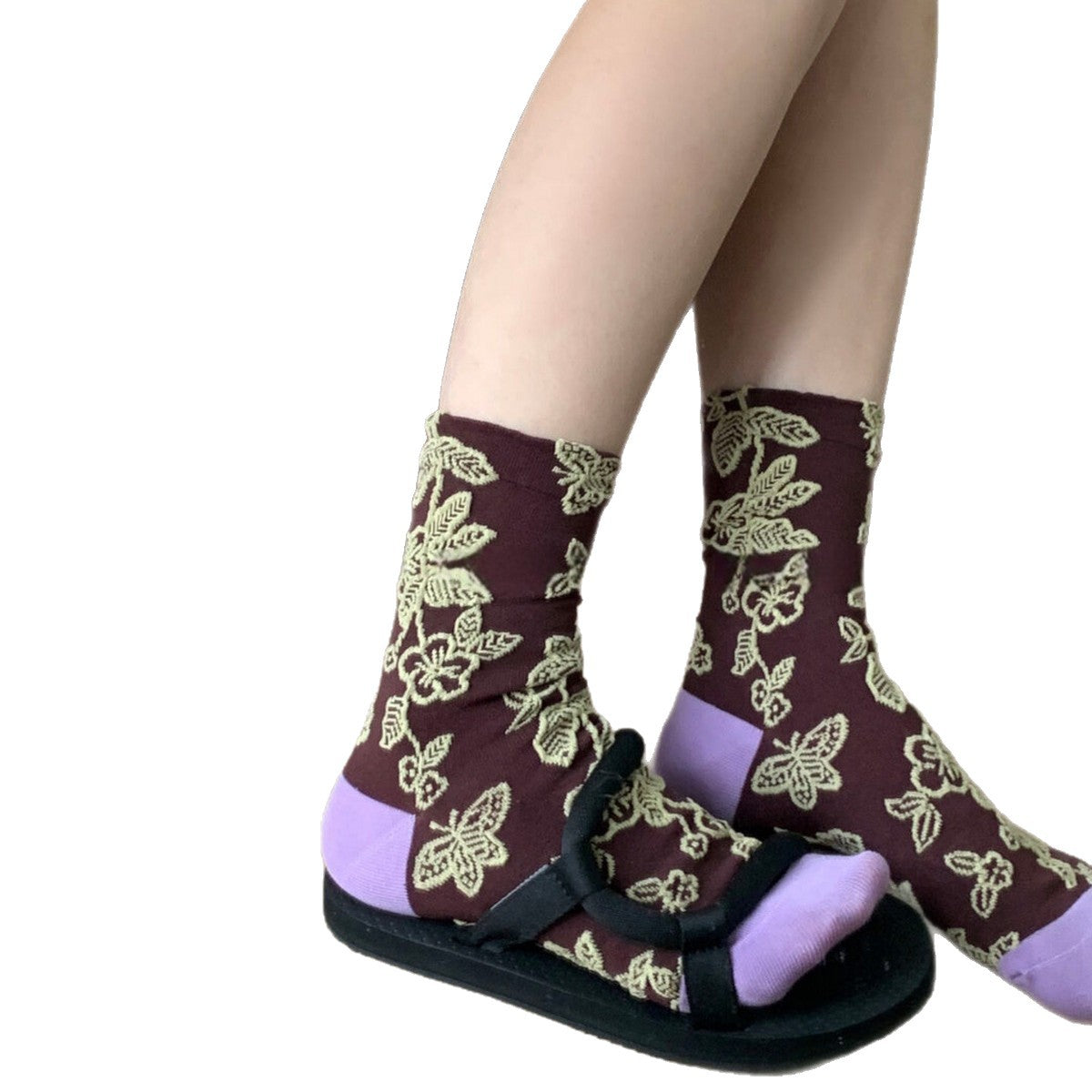 Floral Embossed Slouch Socks - DippedShop Wholesale - #6883