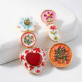 Sweet Asymmetrical Colorful Flower Dangle Earrings 6W6JER611