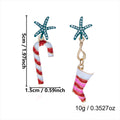 Rhinestone Santa Claus Candy Cane Bow Dangle Earrings 6W6JER690