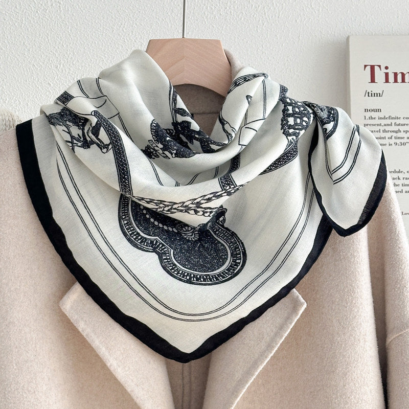 Stylish Letters Print Square Silk Scarf 6W6NSI199