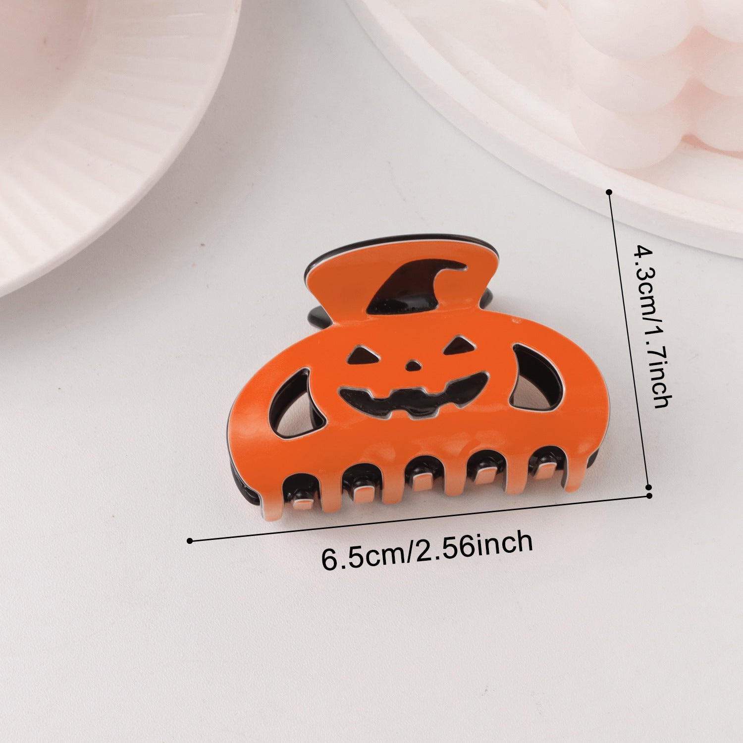 Cute Halloween Color Block Pumpkin Hair Claw 6W6HCP1311