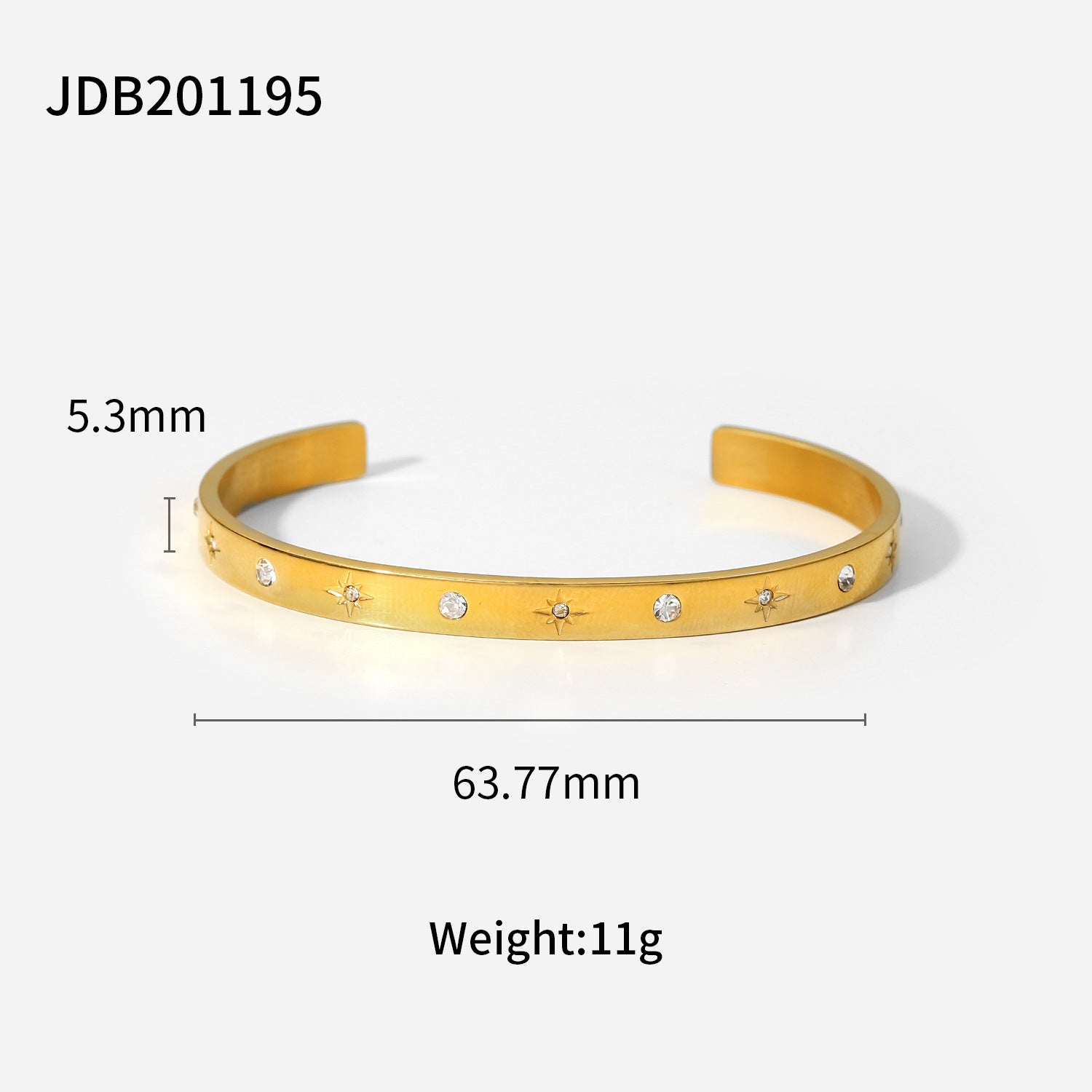 Minimalist Gold Plated Cubic Zirconia Bangle Bracelet 6W6JBR598