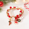 Christmas Santa Claus Charm Layered Beaded Bracelet 6W6JBR656