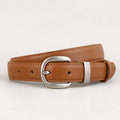 Minimalist Silver Buckle Versatile Leather Belt 6W6JBT156