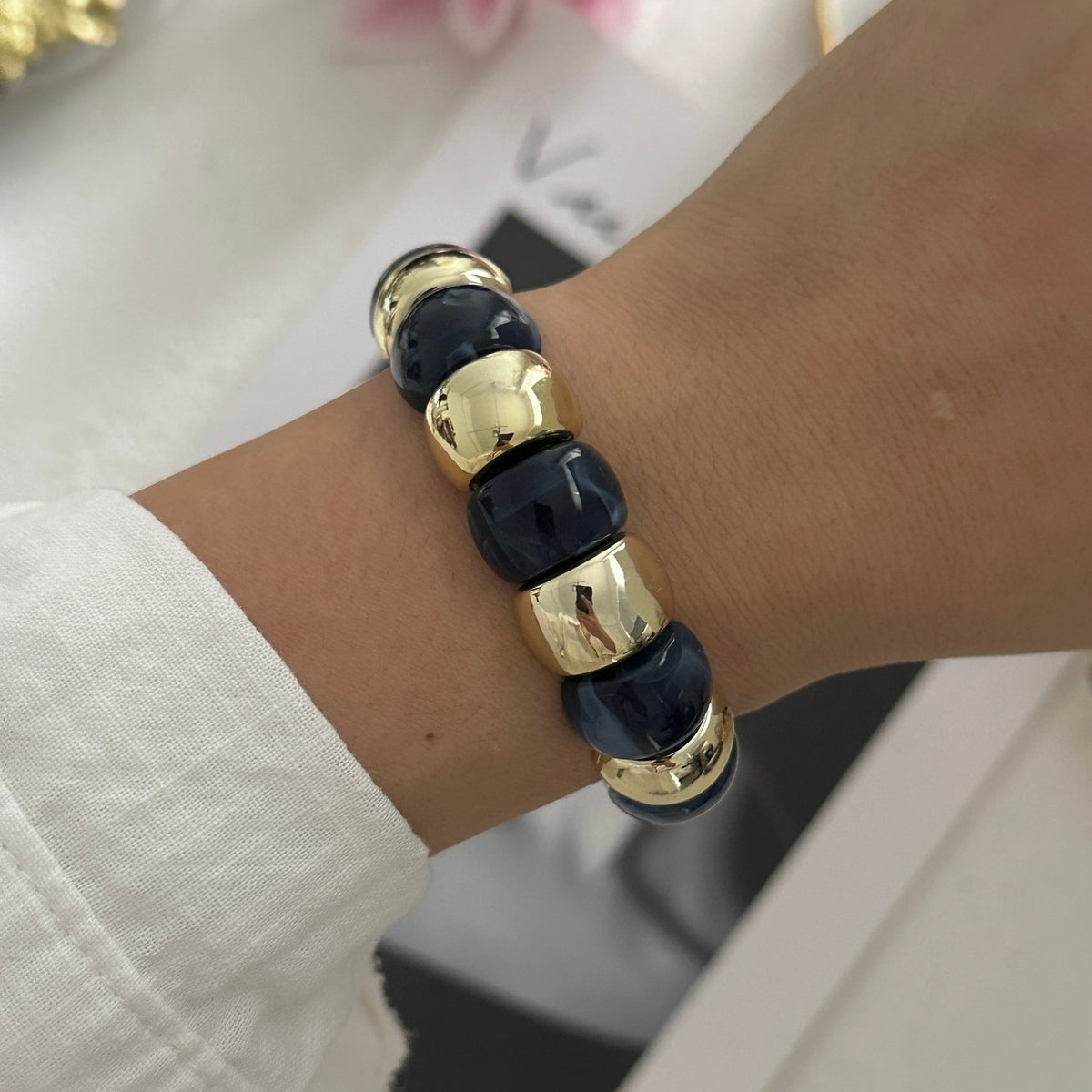 Dopamine Color Block Resin Beaded Stretch Bracelet 6W6JBR610