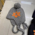 Cute Flower Braided Tassel Knit Beanie Hat 6W6HAT717