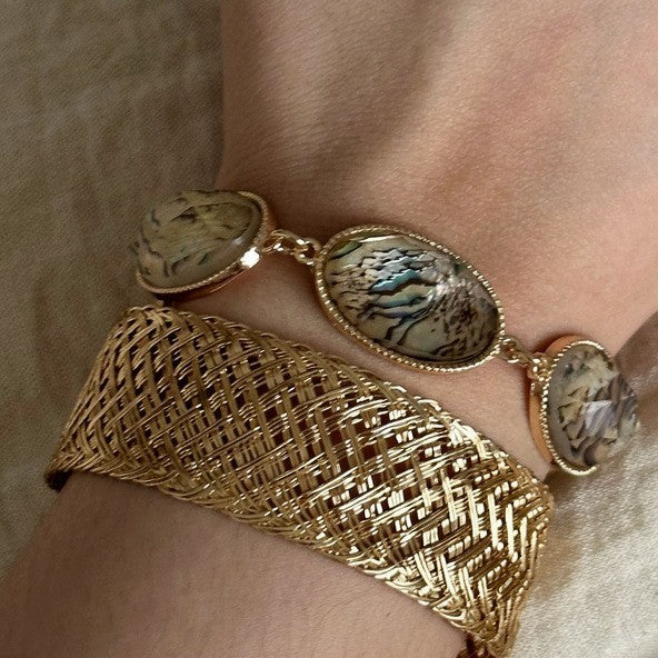 Minimalist Gold Plated Hollow Braided Open Bracelets 6W6JBR624