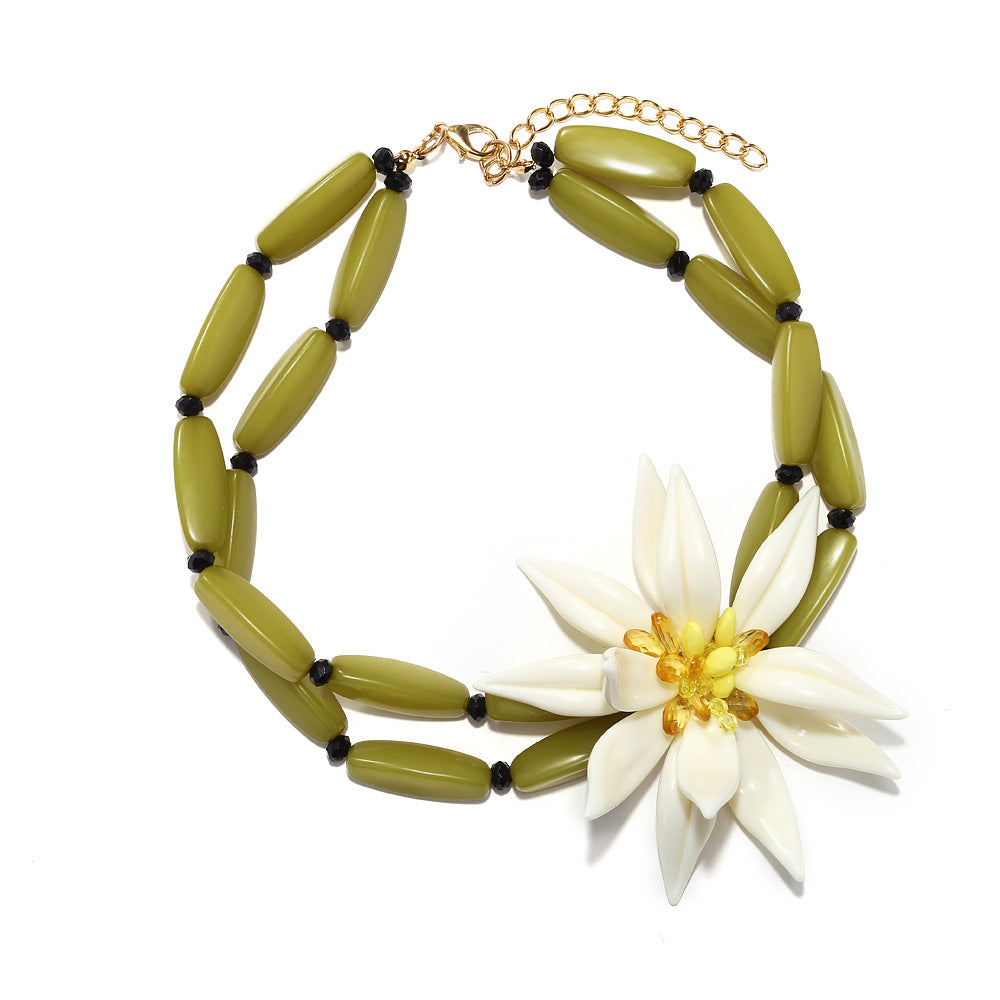Chunky Floral Beaded Choker - DippedShop Wholesale - #5203