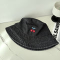 Cute Bowknot Cherry Embroidery Denim Bucket Hat MK2BW6W6HAT70