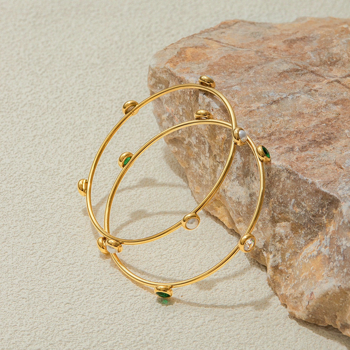Trendy Gold Plated Pearl Bangle Bracelet 6W6JBR596