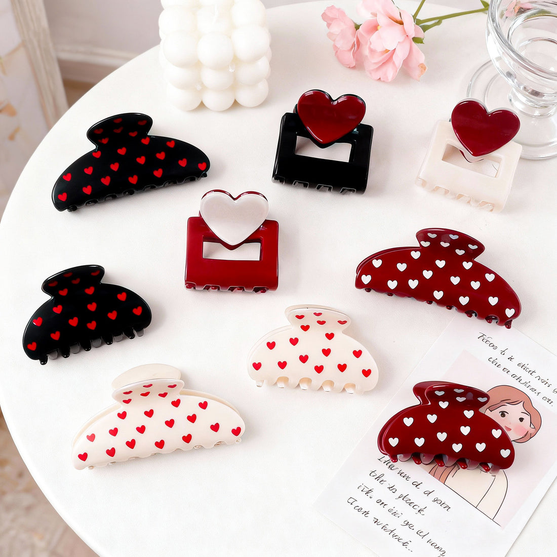 Heart Print Hair Clip - DippedShop Wholesale - #8643