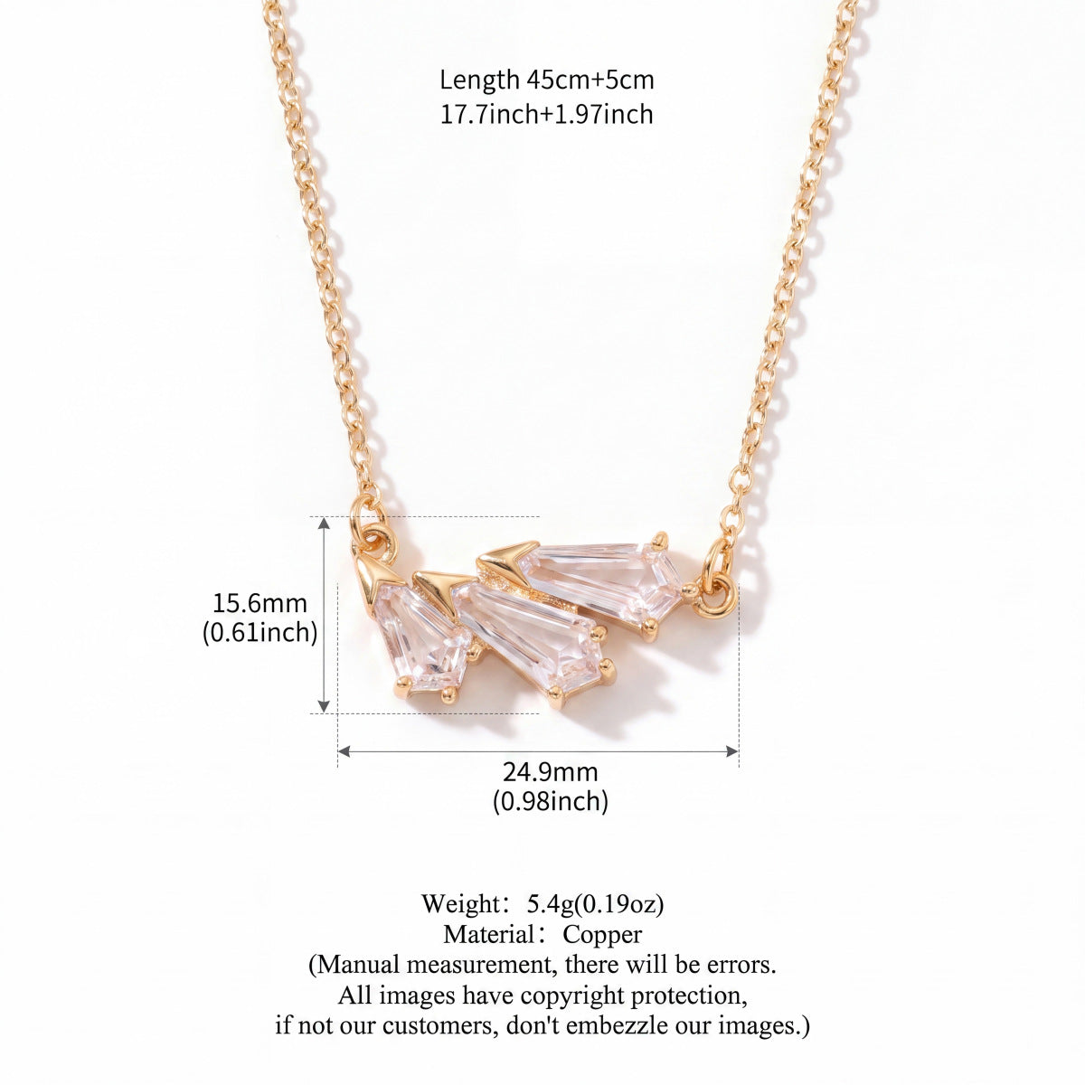 Elegant Gold Plated Heart Rhinestones Pendant Necklace 6W6JNC643