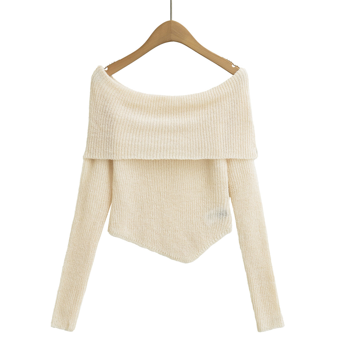 Trendy Asymmetric Hem Off-Shoulder Knit Top DP25D866