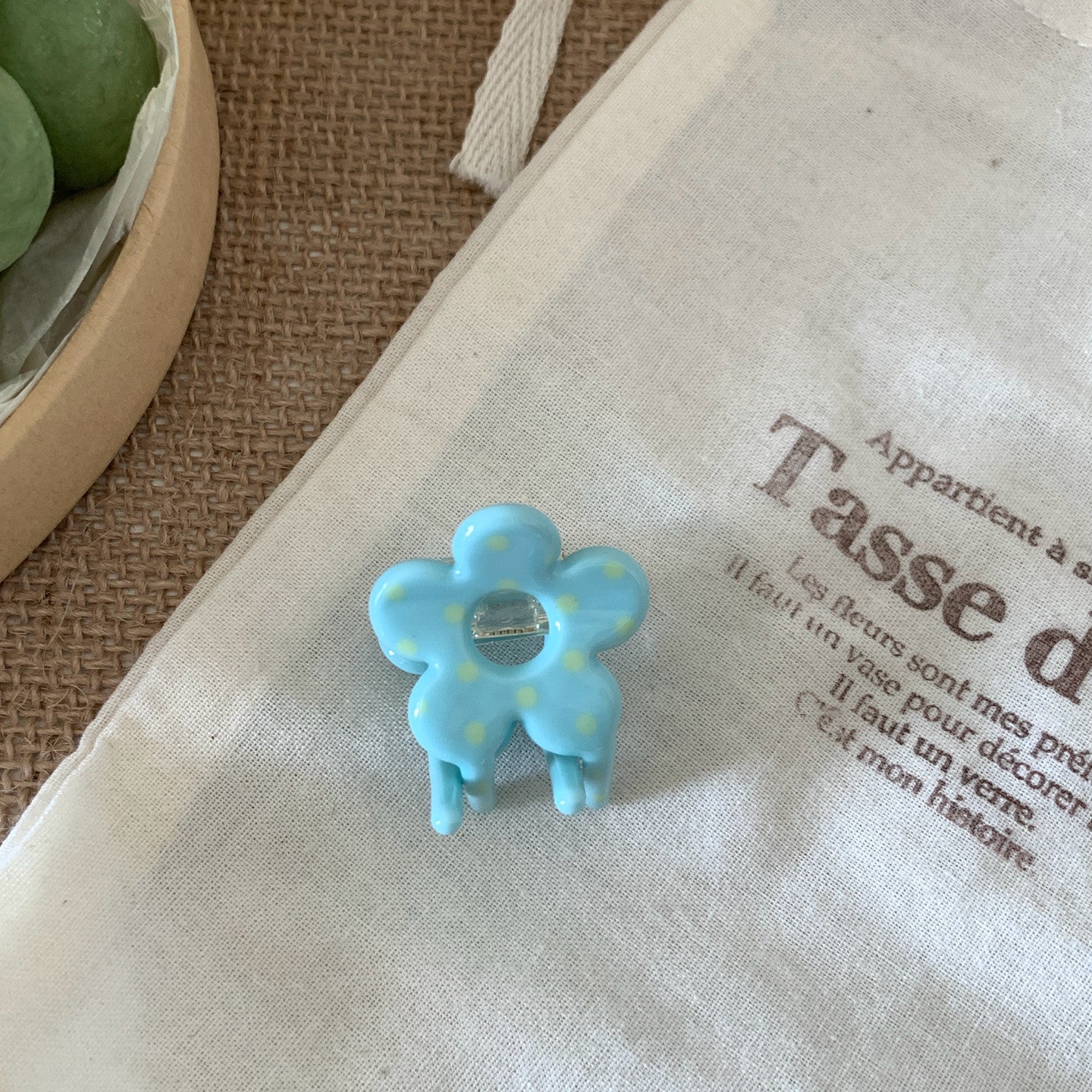 Sweet Polka Dots Mini Flower Hair Claw Clip 6W6HCP1288