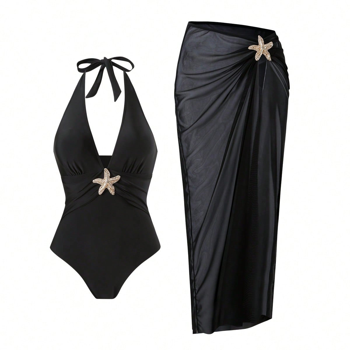 V-Neck Halter One Piece Swimwear - DippedShop Wholesale - #3763