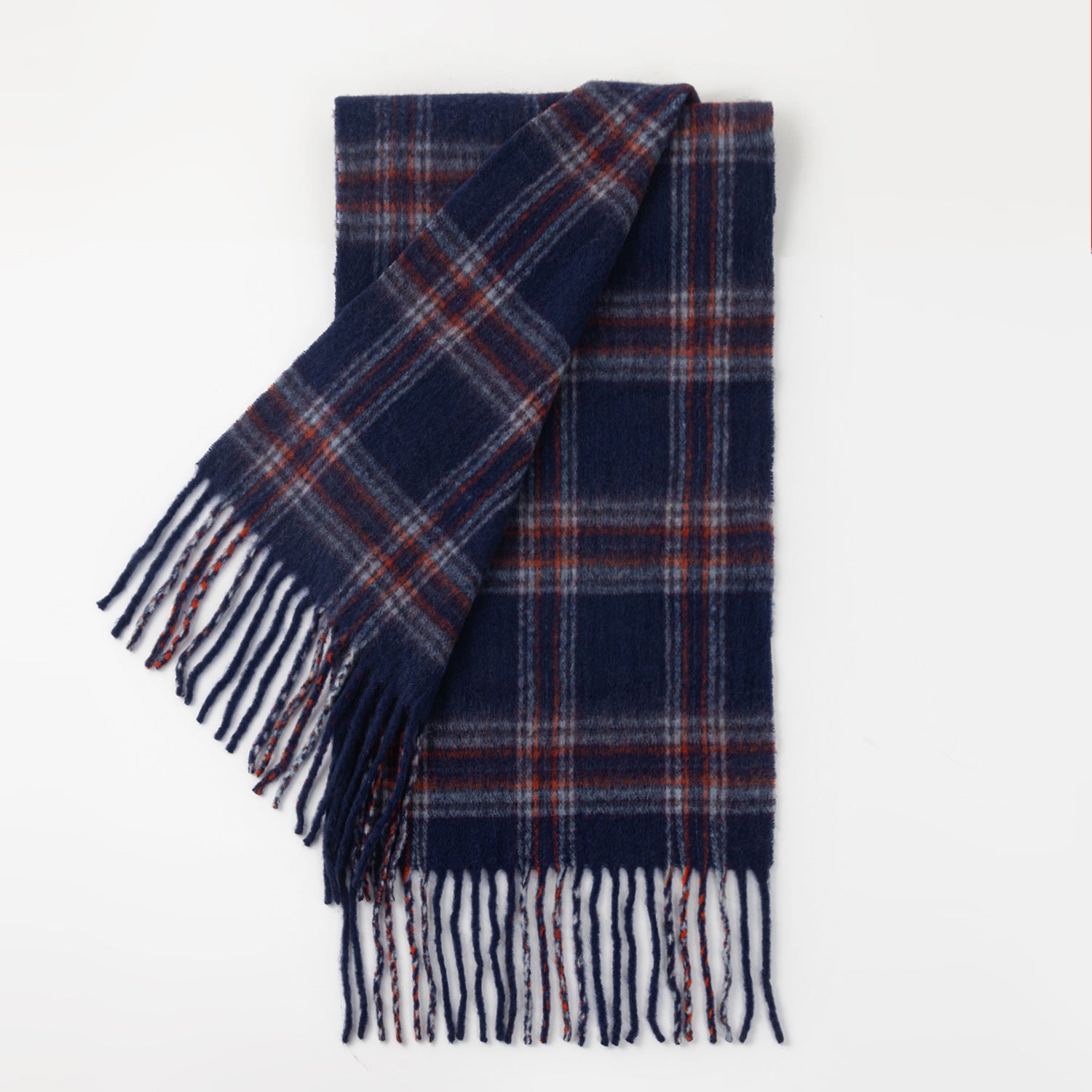 Minimalist Color Block Plaid Tassel Scarf 6W6NSW274