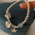 Stylish Heart Star Charm Beaded Chain Bracelet 6W6JBR338