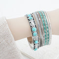 Boho Turquoise Mulit-Layer Statement Bracelet Set 6W6JBR619