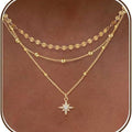 3 Pcs Simple Starburst Layered Chain Necklace 6W6JNC402L