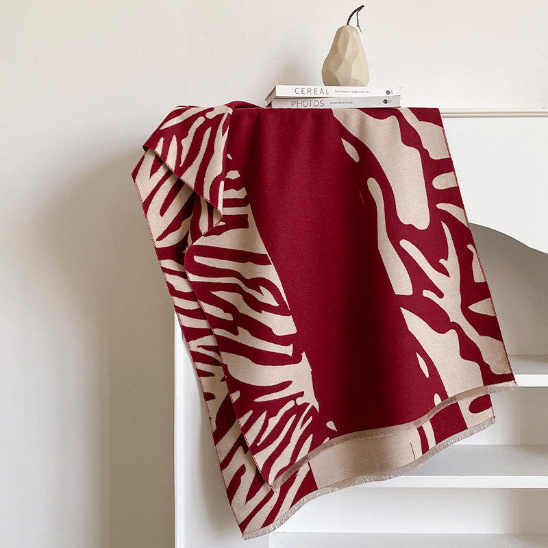 Reversible Jacquard Tassel Scarf - DippedShop Wholesale - #8995