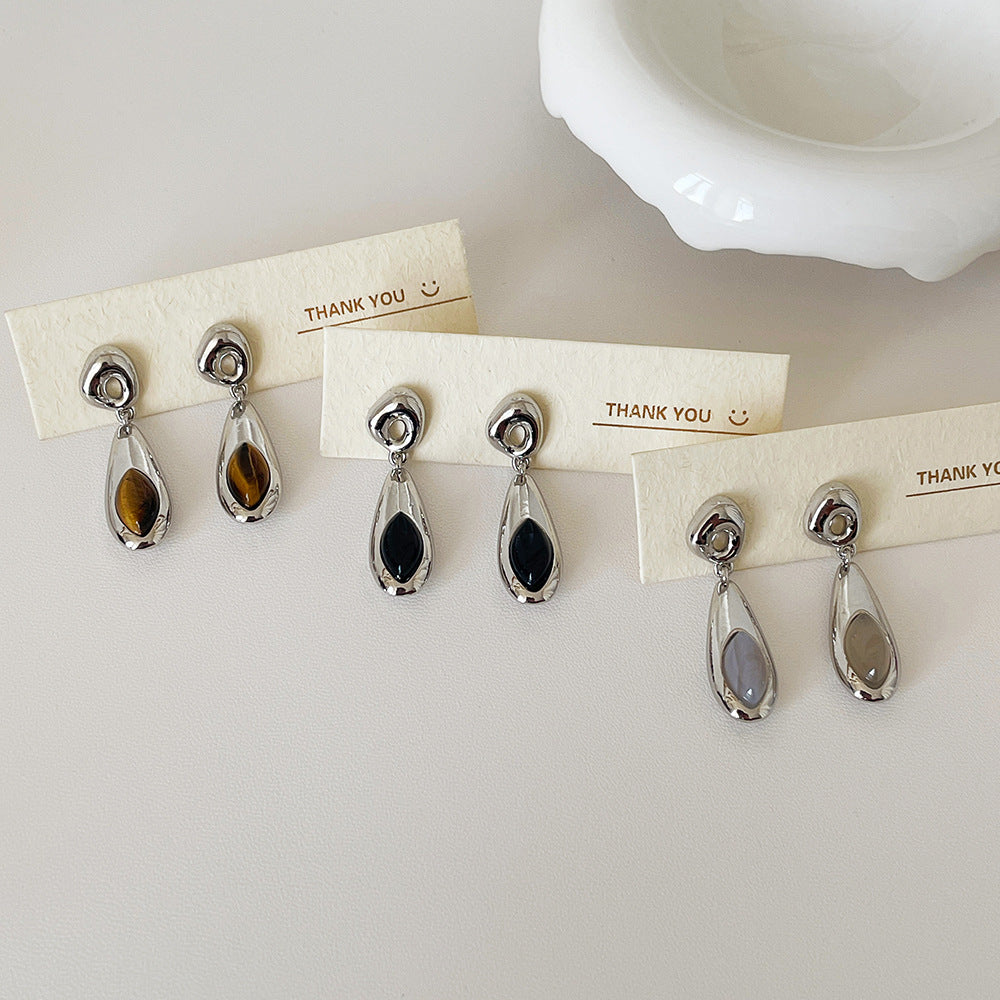 Simple Metal Drop Agate Cool Earrings DPJE1836