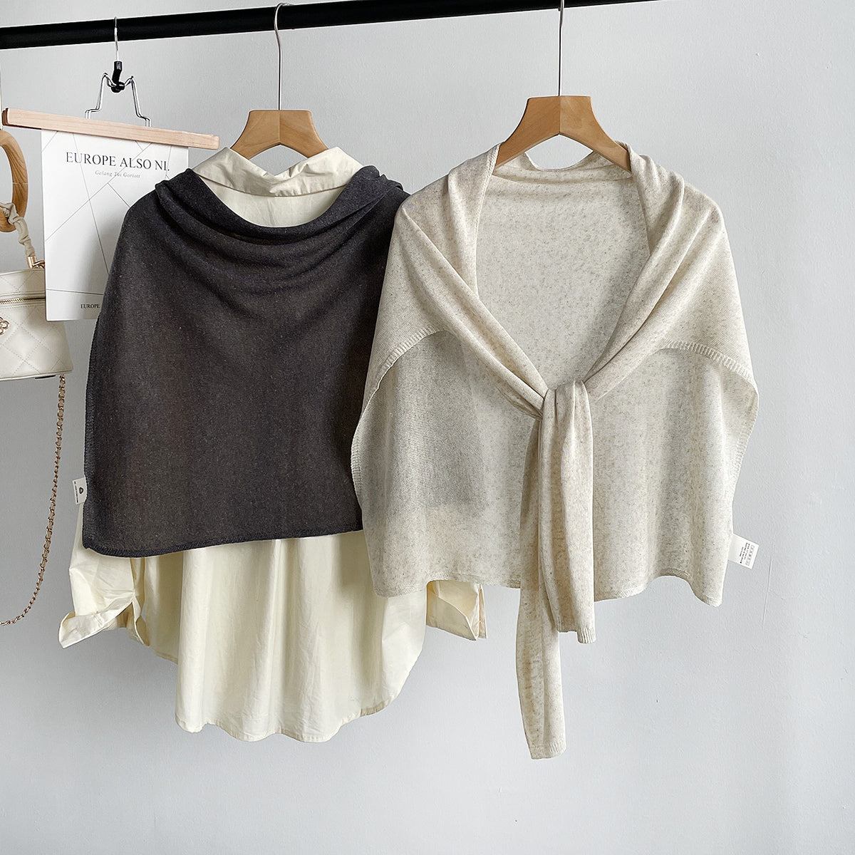 Solid Color Linen Shoulder Wrap Knit Shawl 6W6NSC125