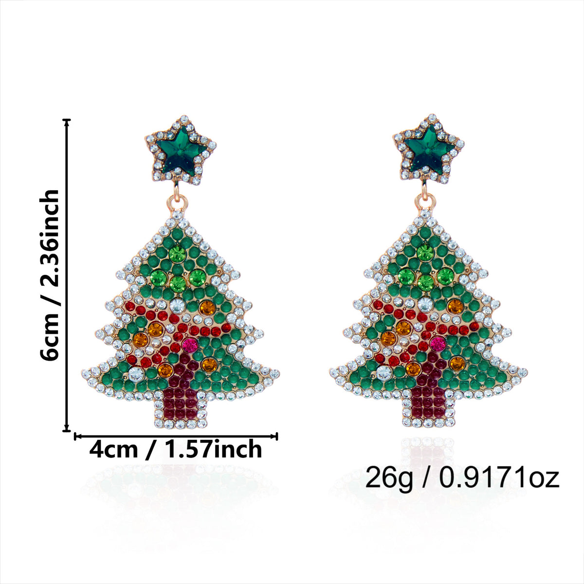 Chunky Sparkly Rhinestone Christmas Dangle Earrings 6W6JER680