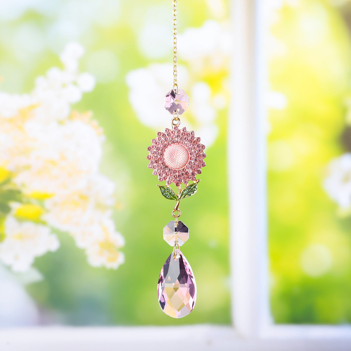 Rhinestone Sunflower Crystal Suncatcher - DippedShop Wholesale - #4147
