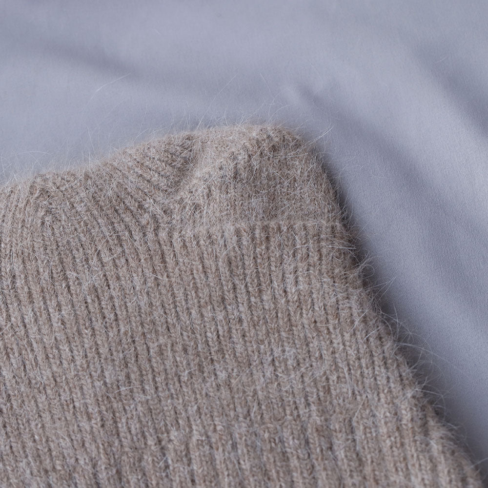 Soft Fuzzy Earflap Knit Beanie with Ties 6W6HAT693